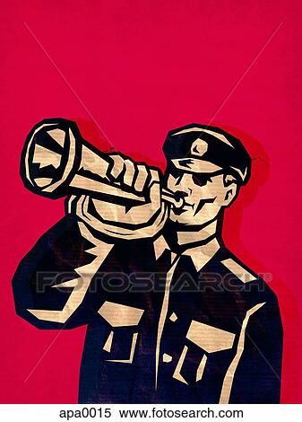 Stock Illustration - A soldier playing a bugle. Fotosearch