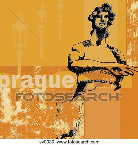 Clipart - A statue in Prague. Fotosearch