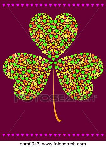 A three leaf clover made of smaller hearts View Large Illustration Stock Illustration - A three leaf clover made of smaller hearts. Fotosearch