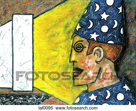 A wizard looking at a computer monitor View Large Illustration Stock Illustration - A wizard looking at a computer monitor. Fotosearch
