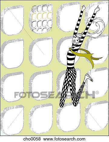 Stock Illustration - A woman jumping in the air with her arms up. Fotosearch