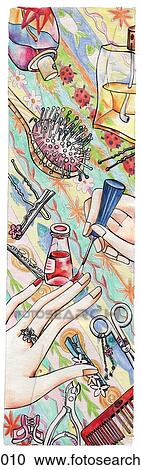 A woman putting nail polish on View Large Illustration Clipart - A woman putting nail polish on. Fotosearch
