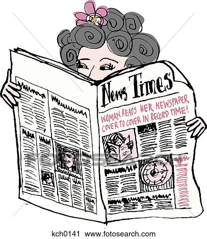 Clip Art - a woman reading the newspaper. Fotosearch