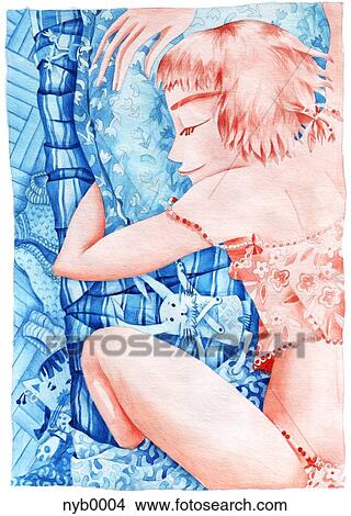 A woman sleeping View Large Illustration Stock Illustration - A woman sleeping. Fotosearch