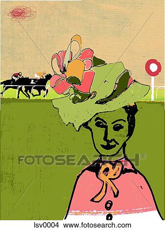 Stock Illustration - A woman wearing a fascinator. Fotosearch