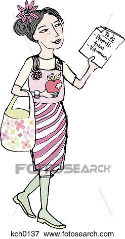 Stock Illustration - a woman with a to-do list. Fotosearch