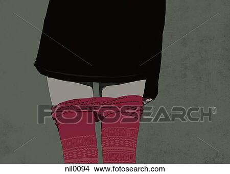 A woman with her tights rolled down View Large Illustration Stock Illustration - A woman with her tights rolled down. Fotosearch