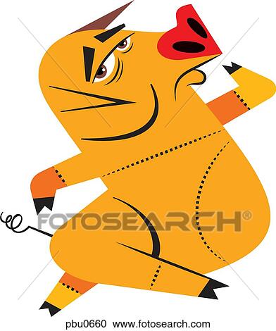 A yellow pig with a red nose View Large Illustration Clipart - A yellow pig with a red nose. Fotosearch