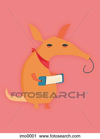 Clip Art - Aardvark with an accordion. Fotosearch