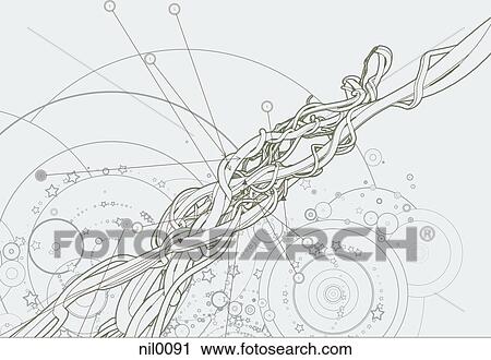 Clip Art - An abstract line art image of tangled cord. Fotosearch