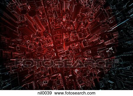 Stock Illustration - An aerial view of a city. Fotosearch