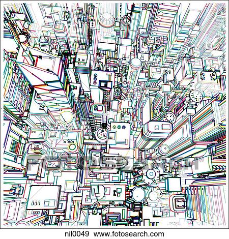 An aerial view of a city View Large Illustration Stock Illustration - An aerial view of a city. Fotosearch