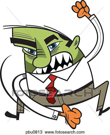 An angry businessman with a green face View Large Illustration Drawing - An angry businessman with a green face. Fotosearch
