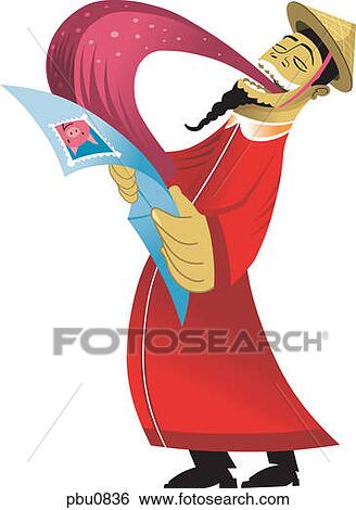 An asian man sealing an envelope View Large Illustration Stock Illustration - An asian man sealing an envelope. Fotosearch