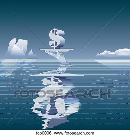 Stock Illustration - An iceberg shaped like a hand holding a dollar sign. Fotosearch