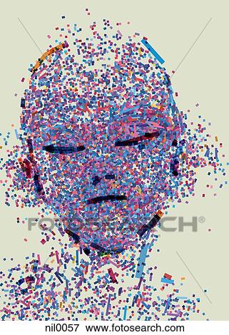 Stock Illustration - An illustration of a woman made up of a collection of colorful fragments. Fotosearch