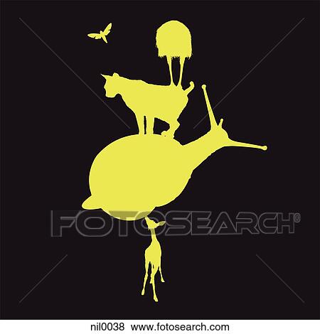 Stock Illustration - Animals stacked on top of one another. Fotosearch