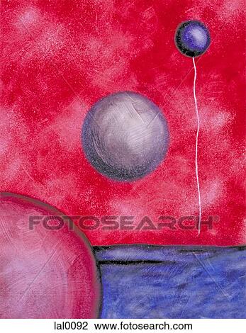Balloons floating in the sky View Large Illustration Drawing - Balloons floating in the sky. Fotosearch