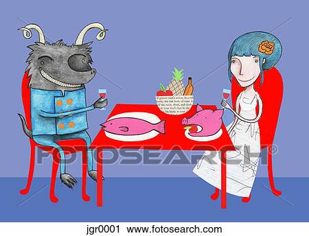 Clip Art - Beauty and the Beast. Fotosearch