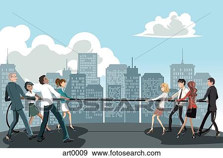 Stock Illustration - Business people playing tug of war. Fotosearch