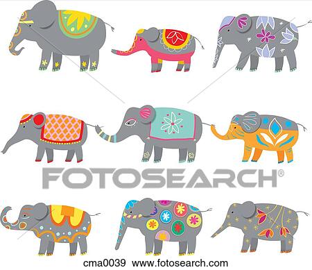 Colorful elephants View Large Illustration Stock Illustration - Colorful elephants. Fotosearch