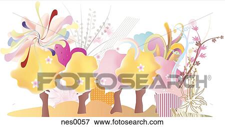 Colorful park View Large Illustration Stock Illustration - Colorful park. Fotosearch