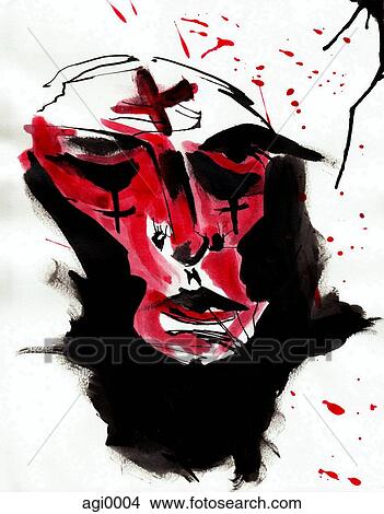 Stock Illustration - Face with crosses on it. Fotosearch