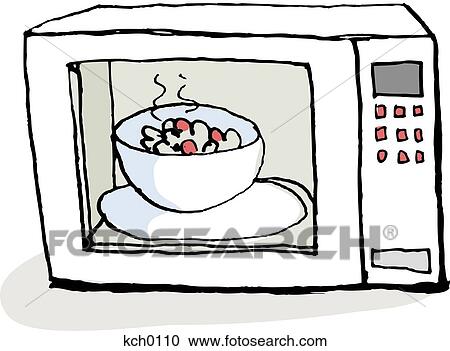 Clipart - food heating up in a microwave. Fotosearch