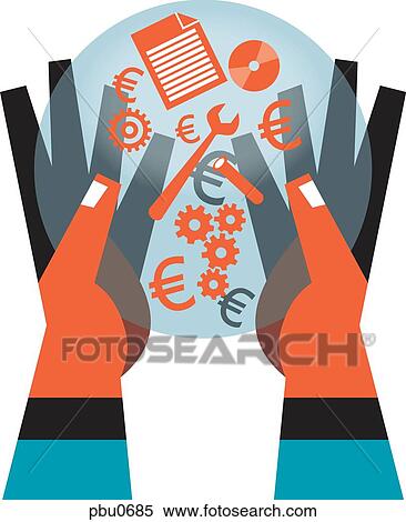 Hands carrying symbols like a euro View Large Illustration Stock Illustration - Hands carrying symbols like a euro. Fotosearch
