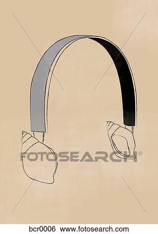 Stock Illustration - Headphones with shells as earpieces. Fotosearch