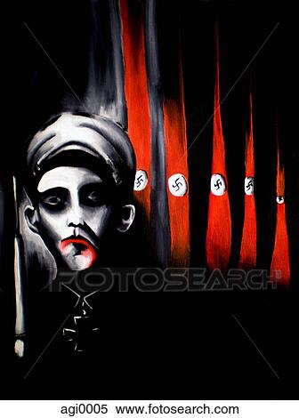 Stock Illustration - Image of a man with swastikas in the background. Fotosearch