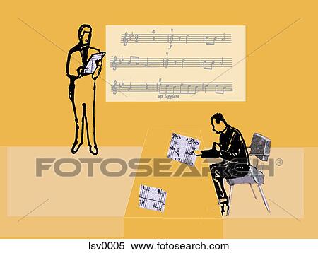 Stock Illustration - People holding sheet music. Fotosearch