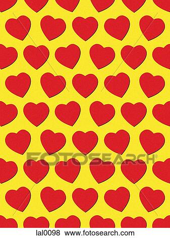 Red hearts on a yellow background View Large Illustration Stock Illustration - Red hearts on a yellow background. Fotosearch