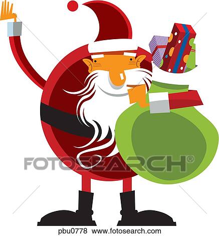Stock Illustration - Santa holding a sack full of presents. Fotosearch