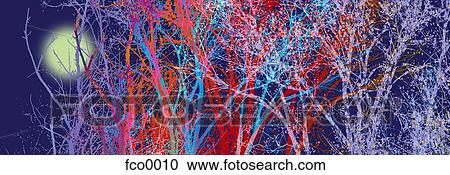 Silhouettes of tree branches in various colors View Large Illustration Clipart - Silhouettes of tree branches in various colors. Fotosearch