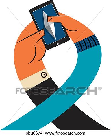 Two hands using a phone View Large Illustration Stock Illustration - Two hands using a phone. Fotosearch