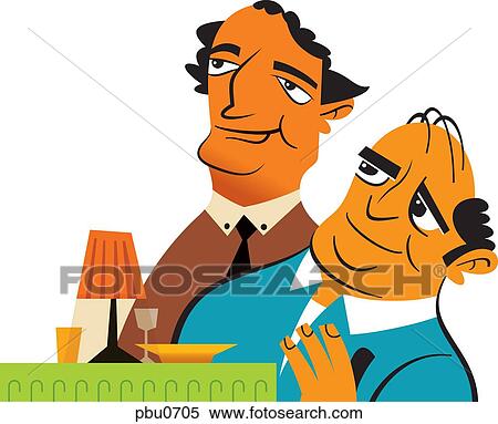 Two men at a table View Large Illustration Stock Illustration - Two men at a table. Fotosearch