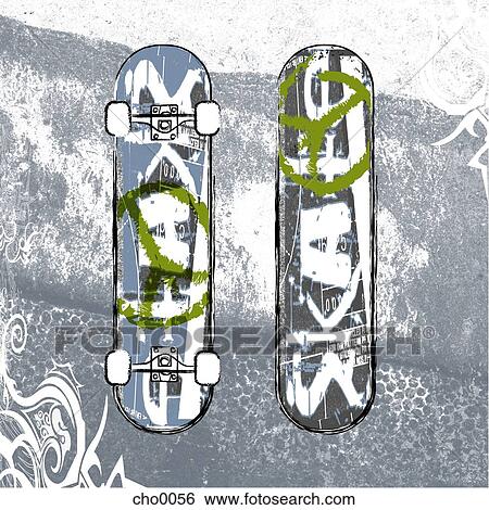 Stock Illustration - Two skateboards. Fotosearch