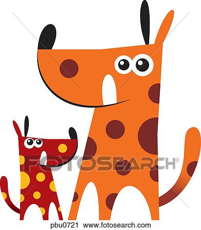Two spotted dogs of different sizes View Large Illustration Clip Art - Two spotted dogs of different sizes. Fotosearch