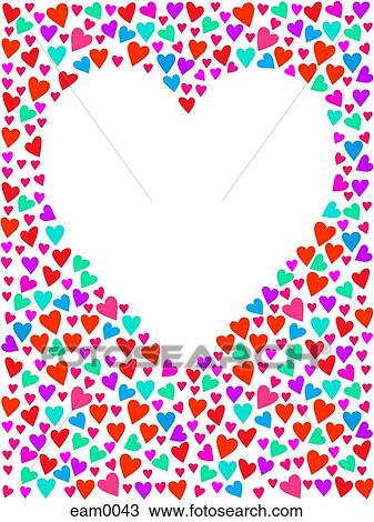 Drawing - White heart surrounded by tiny hearts. Fotosearch