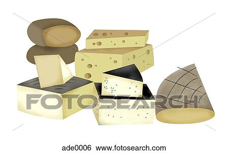 A グループ の 様々 タイプ の チーズ イラスト Ade0006 Fotosearch