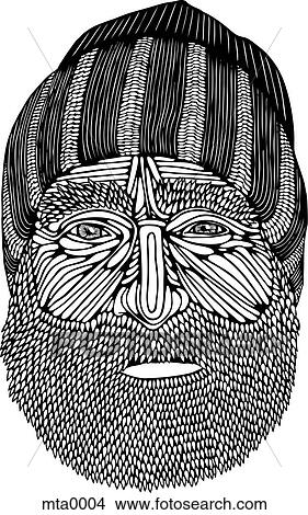 Stock Illustration - A bearded man wearing a toque. Fotosearch