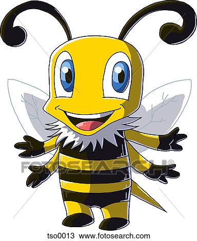A bee against white background View Large Illustration Drawing - A bee against white background. Fotosearch