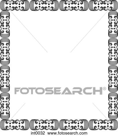 A black and white decorative border View Large Illustration Drawing - A black and white decorative border. Fotosearch