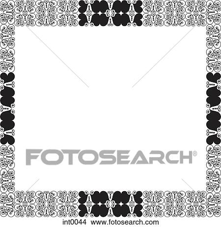 Stock Illustration - A black and white decorative border. Fotosearch