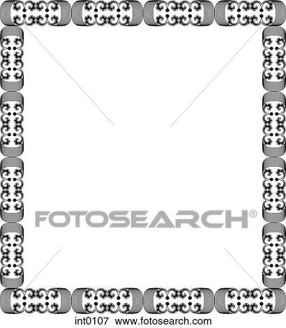 Stock Illustration - A black and white decorative border. Fotosearch