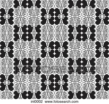 Drawing - A black and white pattern. Fotosearch