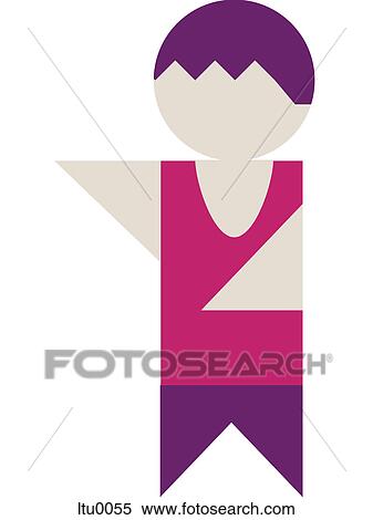 Stock Illustration - A boy pointing. Fotosearch