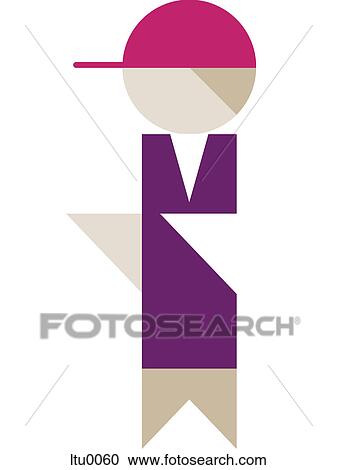 Clipart - A boy wearing a baseball cap. Fotosearch