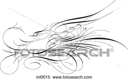 Stock Illustration - A calligraphic bird. Fotosearch
